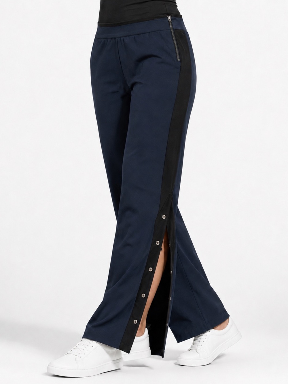 Athleta Gramercy Track Trouser Navy Black Wide Leg Pants 6